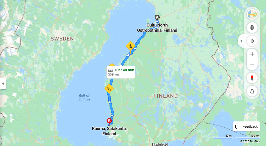 Matka Oulusta Raumalle - Etaisyys, Ajo, Kuljetus ja Matkustusvaihtoehdot
