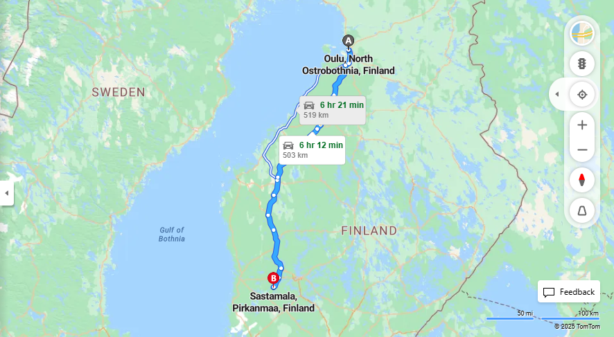Matka Oulusta Sastamalaan - Etaisyys, Ajo, Kuljetus ja Matkustusvaihtoehdot