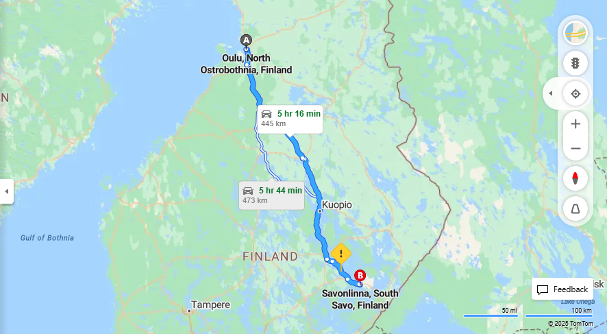 Matka Oulusta Savonlinnaan - Etaisyys, Ajovalinnat, Kuljetus ja Matkavaihtoehdot