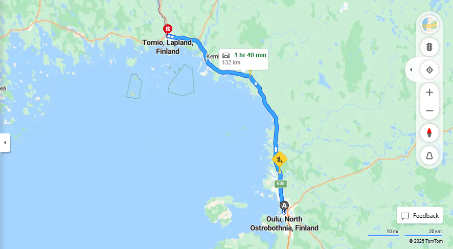 Matka Oulusta Torniolle - Etaisyys, Ajomatka, Kuljetus ja Matkavaihtoehdot