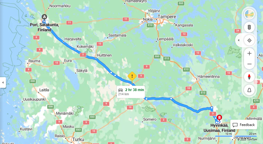 Matka Porista Hyvinkaalle - Etaisyys, Ajaminen, Liikenne ja Matkustamisvaihtoehdot