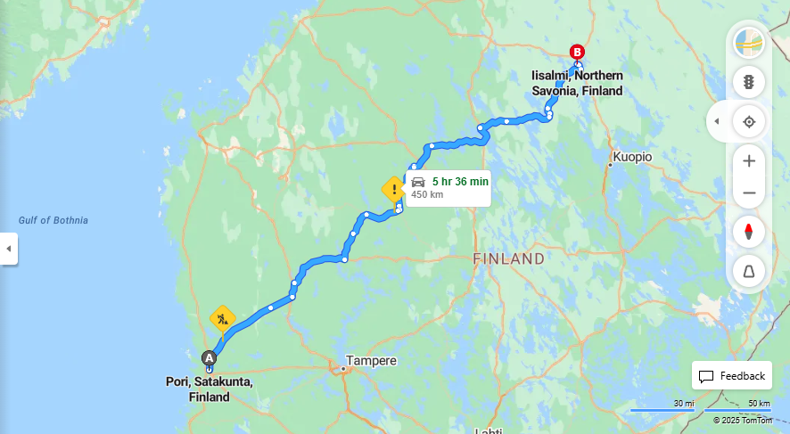 Matka Porista Iisalmiin - Etaisyys, Ajo, Liikenne ja Matkustusvaihtoehdot