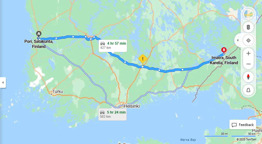Matka Porista Imatralle - Etaisyydet, Ajoreitit, Liikkumisvaihtoehdot ja Matkustaminen