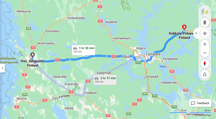 Matka Porista Kokkolaan - Etaisyys, Ajo, Kuljetus ja Matkustusmahdollisuudet