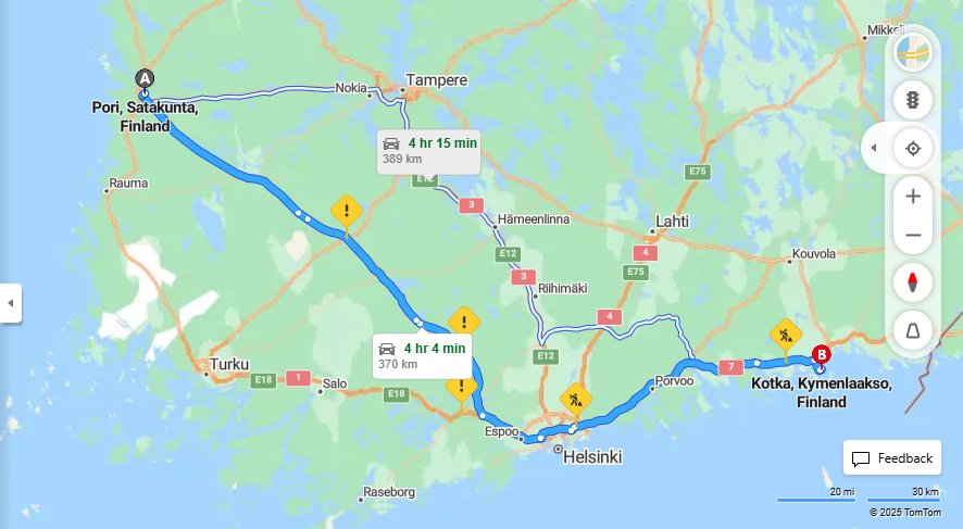 Matka Porista Kotkaan - Etaisyys, Ajo, Kuljetus ja Matkustusvaihtoehdot