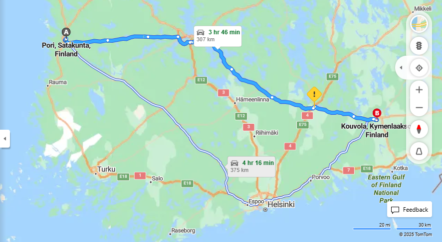 Matka Porista Kouvolaan - Etaisyys, Ajaminen, Kuljetus ja Matkustusvaihtoehdot