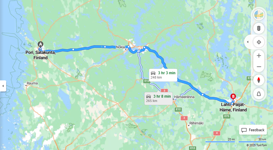 Matka Porista Lahteen - Etaisyys, Ajo, Kuljetus ja Matkustusvaihtoehdot