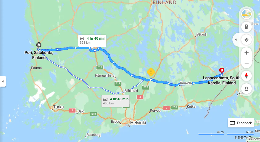 Matka Porista Lappeenrantaan - Etaisyys, Ajaminen, Kuljetus ja Matkustusvaihtoehdot