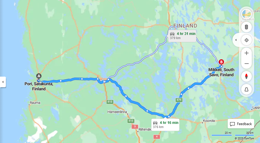 Matka Porista Mikkeliin - Etaisyys, Ajo, Kuljetus ja Matkustusvaihtoehdot
