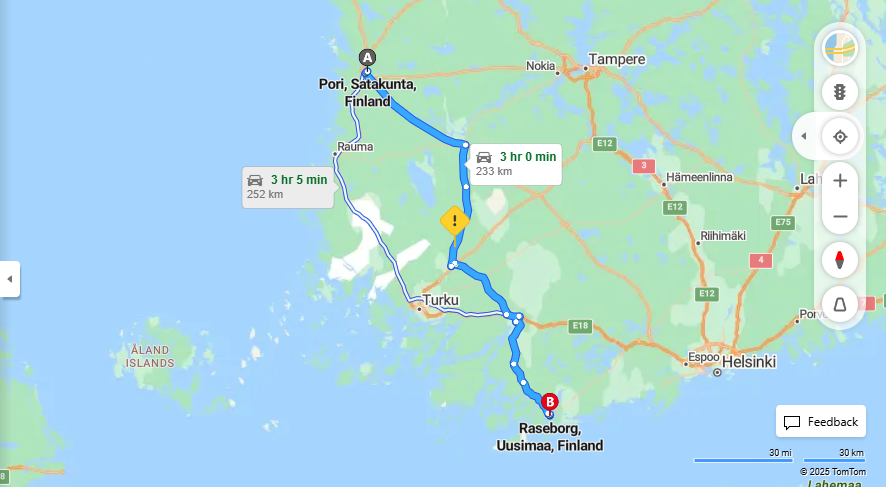 Matka Porista Raseborgiin - Etaisyys, Ajomatka, Kuljetus ja Matkustamisvaihtoehdot