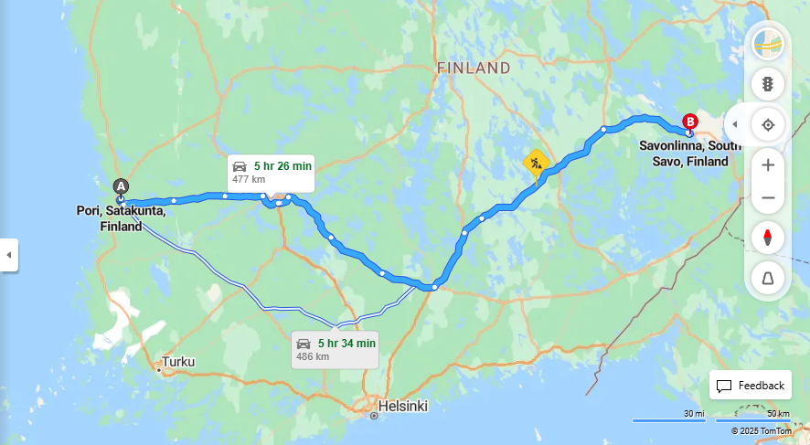 Matka Porista Savonlinnaan - Etaisyys, Ajo, Liikkumismahdollisuudet ja Matkustusvaihtoehdot