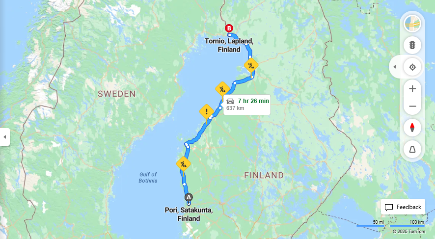 Matka Porista Tornioon - Etaisyys, Ajo, Liikenne ja matkustusvaihtoehdot