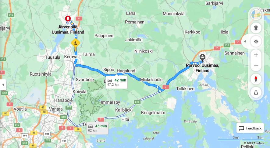 Matka Porvoosta Jarvenpaahan - Etaisyydet, Ajo, Liikenne ja Matkustusvaihtoehdot