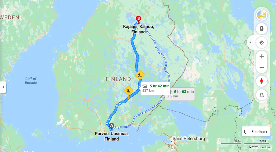Matka Porvoosta Kajaaniin - Etaisyys, Ajo, Kuljetus ja Matkustusvaihtoehdot