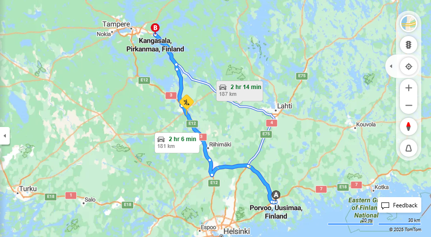 Matka Porvoosta Kangasalalle - Etaisyys, Ajo, Liikenne ja Matkustusvaihtoehdot
