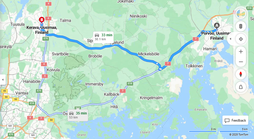 Matka Porvoosta Keravalle - Etaisyys, Ajo, Kuljetus ja Matkustusmahdollisuudet