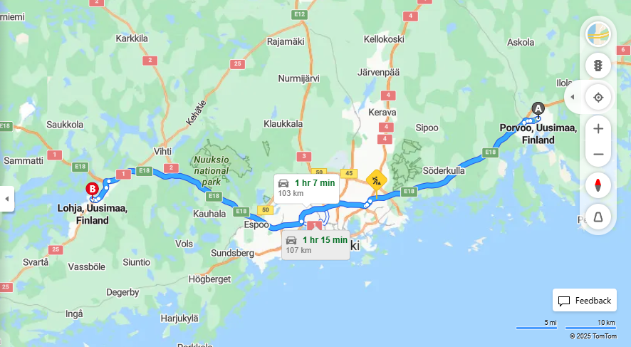 Matka Porvoosta Lohjalle - Etaisyys, Ajo, Kuljetus ja Matkustusmahdollisuudet