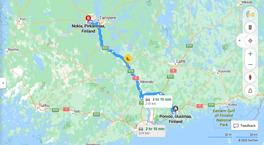 Matka Porvoosta Nokiaan - Etaisyys, Ajo, Kuljetus ja Matkustusmahdollisuudet