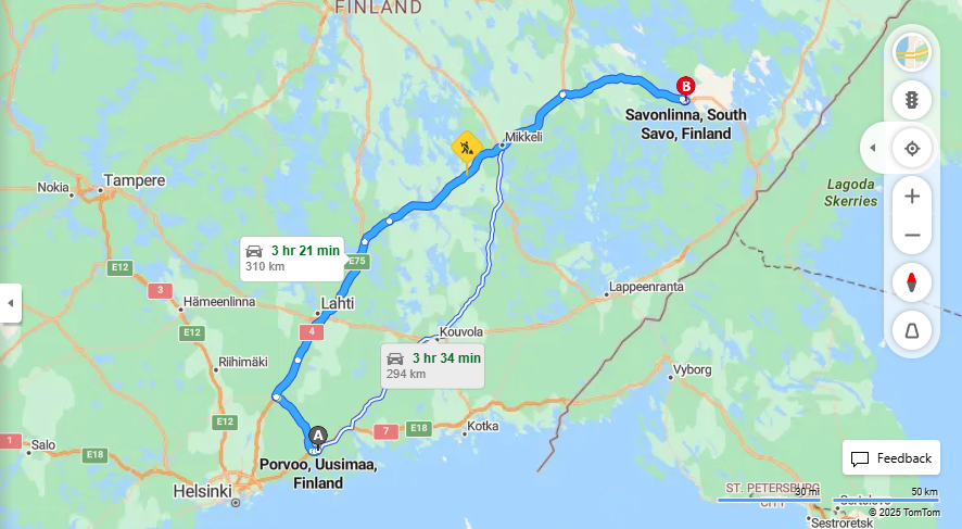 Matka Porvoosta Savonlinnaan - Etaisyys, Ajo, Kuljetus ja Matkustusvaihtoehdot
