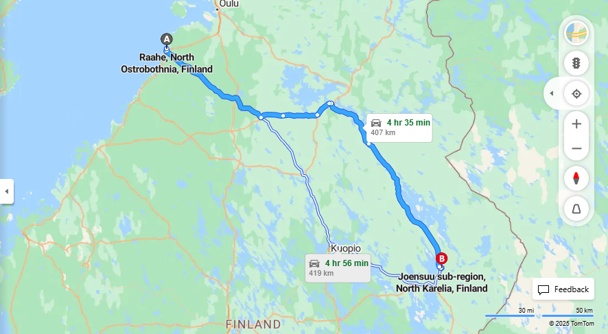 Matka Raaheesta Joensuuhun - Etaisyys, Ajo, Liikenne ja Matkavaihtoehdot