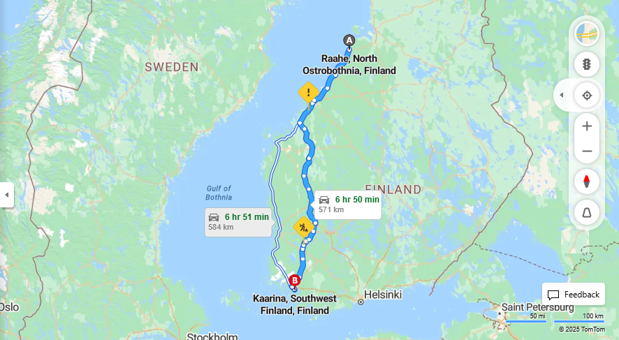 Matka Raaheesta Kaarinaan - Etaisyys, Ajo, Kuljetus ja Matkustusvaihtoehdot