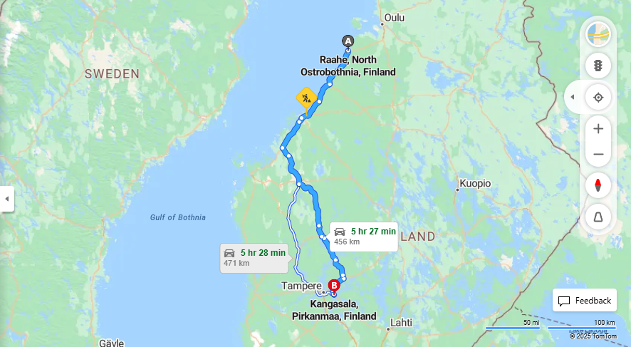 Matka Raahesta Kangasalle - Etaisyys, Ajaminen, Kuljetus ja Matkustusvaihtoehdot