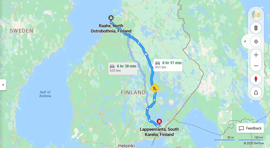 Matka Raahesta Lappeenrantaan - Etaisyys, Ajo, Kuljetus ja Matkustusmahdollisuudet