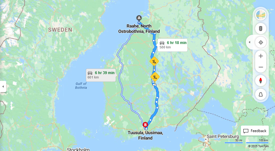 Matka Raahesta Tuusulaan - Etaisyys, Ajo, Kuljetus ja Matkustusvaihtoehdot