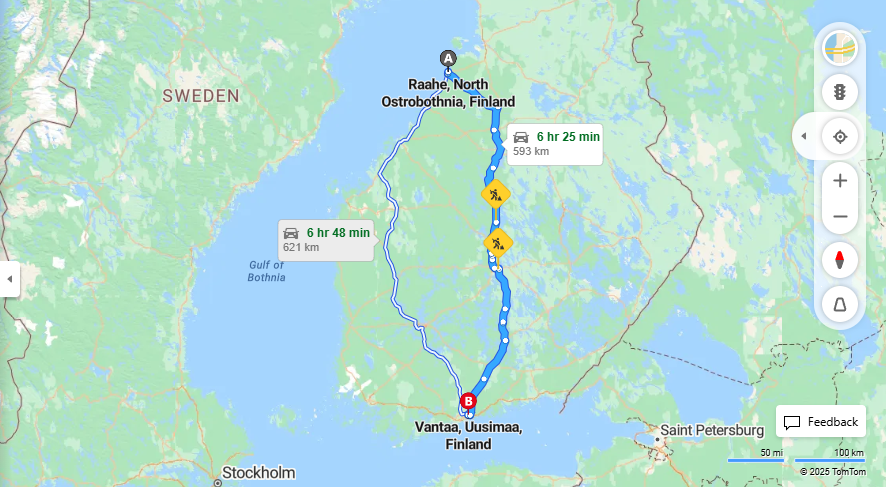 Matka Raahesta Vantaalle - Etaisyys, Ajo, Kuljetus ja Matkavaihtoehdot