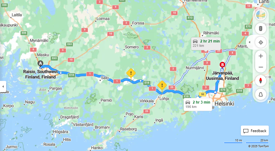 Matka Raisiosta Jarvenpaahan - Etaisyys, Ajo, Kuljetus ja Matkustusvaihtoehdot