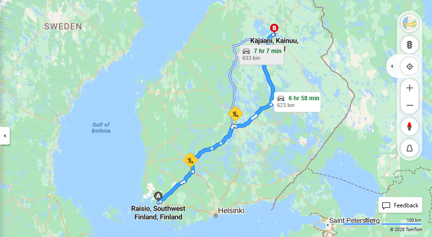 Matka Raisiosta Kajaaniin - Etaisyys, Ajo, Kuljetus ja Matkustamisvaihtoehdot