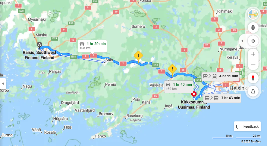 Matka Raisiosta Kirkkonummelle - Etaisyys, Ajo, Kuljetus ja Matkustamisvaihtoehdot