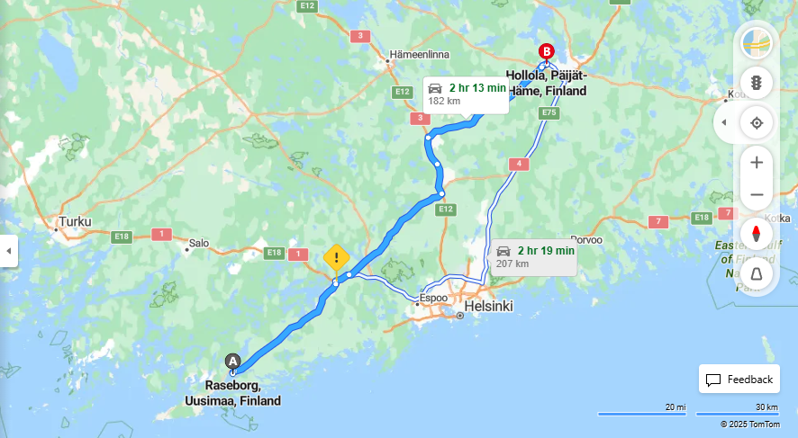Matka Raseborgista Hollolaan - Etaisyys, Ajo, Liikenne ja Matkustusvaihtoehdot