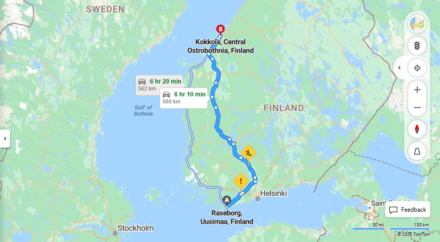 Matka Raseborgista Kokkolaan - Etaisyys, Ajo, Kuljetus ja Matkavaihtoehdot