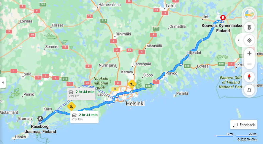 Matka Raseborgista Kouvolaan - Etaisyys, Ajo, Liikenne ja Matkustusvaihtoehdot