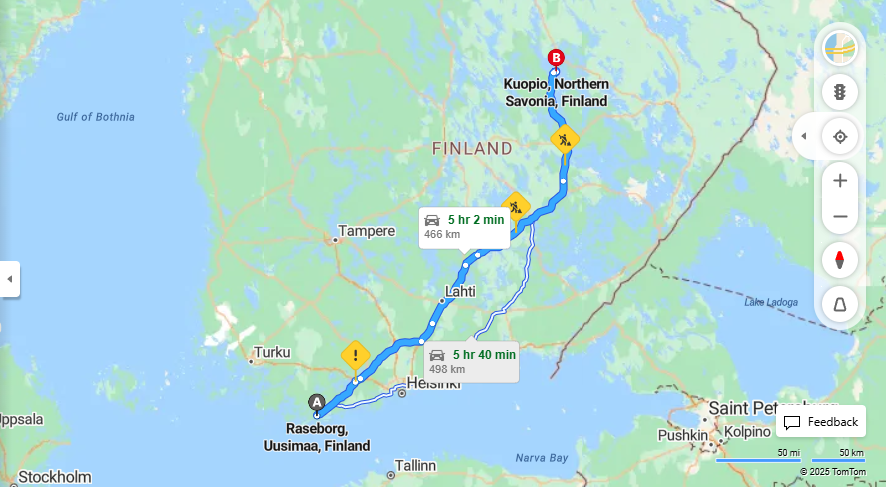 Matka Raseborgista Kuopioon - Etaisyys, Ajo, Kuljetus ja Matkustusvaihtoehdot