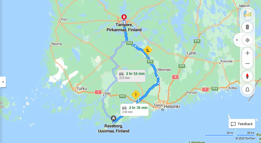 Matka Raseborgista Tampereelle - Etaisyys, Ajo, Kuljetus ja Matkustusvaihtoehdot