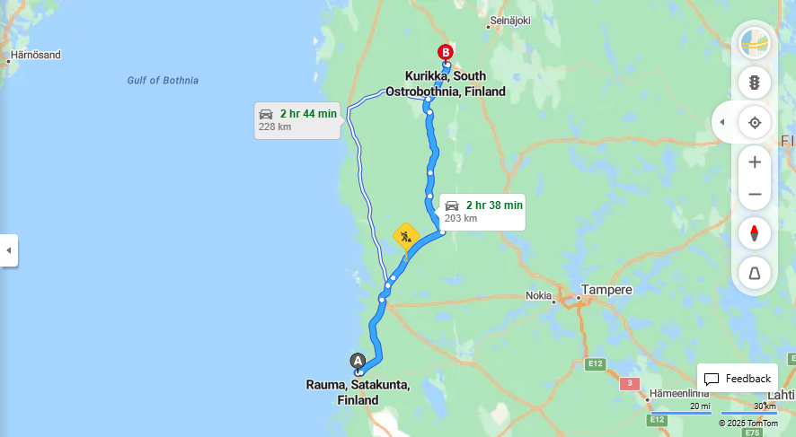 Matka Raumalta Kurikkaan - Etaisyys, Ajo, Kuljetus ja Matkustusvaihtoehdot