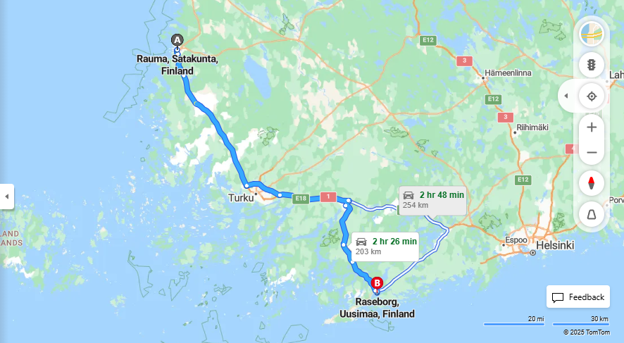 Matka Raumalta Raseborgiin - Etaisyys, Ajo, Kuljetus ja Matkustusvaihtoehdot