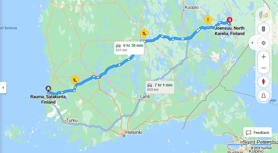 Matka Raumasta Joensuuhun - Etaisyys, Ajaminen, Liikenne ja Matkustusvaihtoehdot
