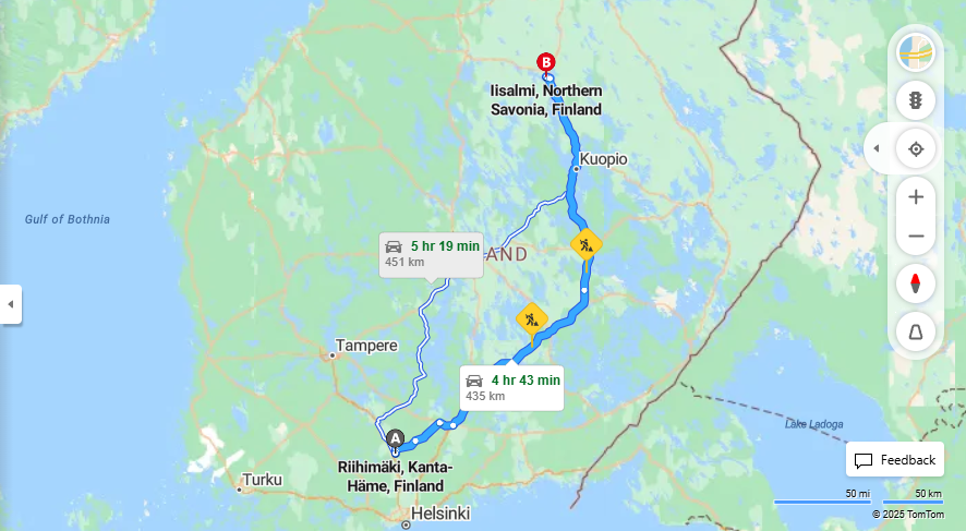 Matka Riihimaelta Iisalmeen - Etaisyys, Ajaminen, Kuljetus ja Matkustusvaihtoehdot