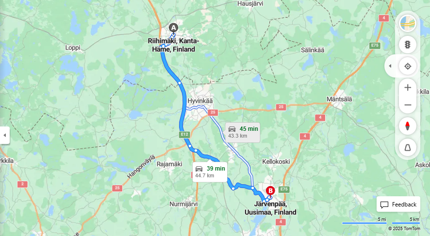 Matka Riihimaelta Jarvenpaahan - Etaisyys, ajo, kuljetus ja matkustusvaihtoehdot