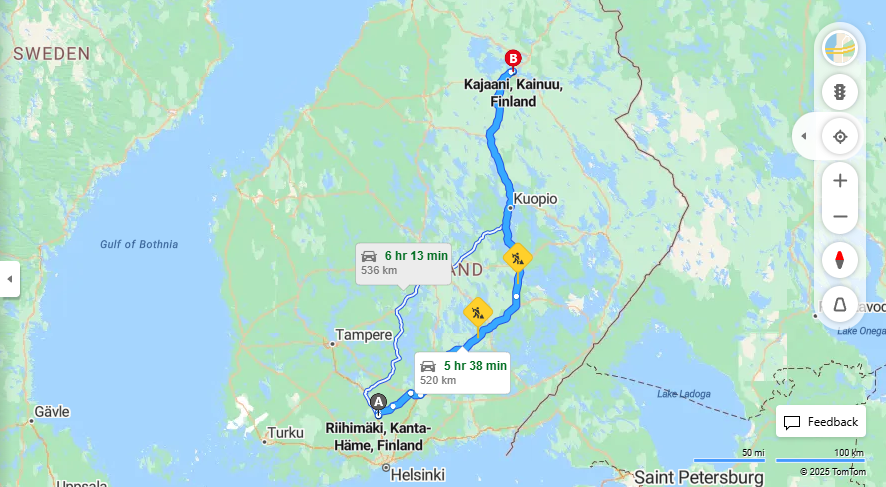 Matka Riihimaelta Kajaaniin - Etaisyys, Ajo, Kuljetus ja Matkustusvaihtoehdot