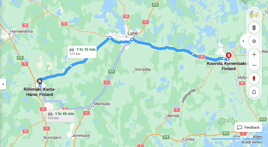 Matka Riihimaelta Kouvolaan - Etaisyys, Ajaminen, Kuljetus ja Matkustusvaihtoehdot