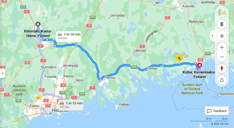 Matka Riihimaelta Kymenlaaksoon - Etaisyys, Ajo, Kuljetus ja Matkustamisvaihtoehdot