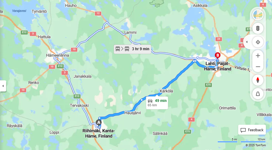 Matka Riihimaelta Lahteen - Etaisyys, Ajaminen, Kuljetus ja Matkustusvaihtoehdot