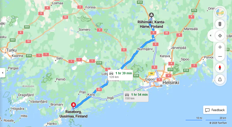 Matka Riihimaelta Raseborgiin - Etaisyys, Ajo, Kuljetus ja Matkustusmahdollisuudet