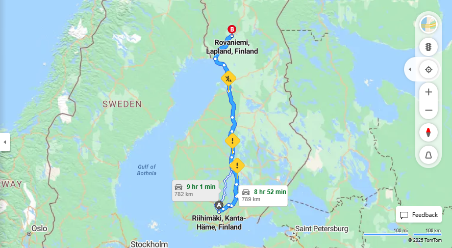 Matka Riihimaelta Rovaniemelle - Etaisyys, Ajo, Liikenne ja Matkustusvaihtoehdot