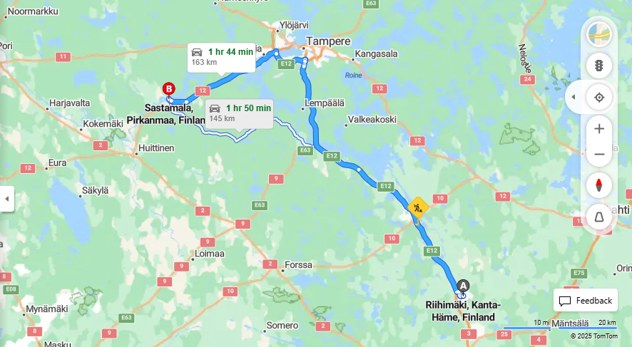 Matka Riihimaelta Sastamalaan - Etaisyys, Ajo, Kuljetus ja Matkavaihtoehdot