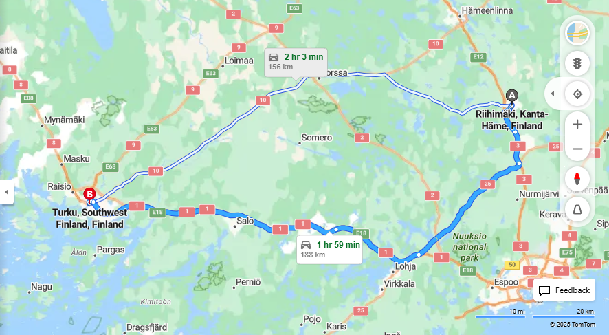 Matka Riihimaelta Turkuun - Etaisyys, ajo, kuljetus ja matkavaihtoehdot